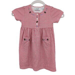 Red Gingham 3T Dress w/‎ Bee & Floral Embroidery Picnic Church by Specialty Kids